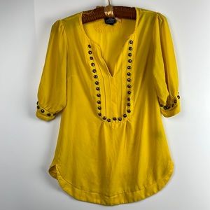 Angie Chiffon Studded Tulip Sleeve Popover Blouse Sz: S